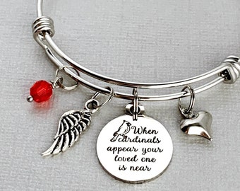 Cardinal Memorial Bracelet / Cardinal Gift for Her / When Cardinals Appear Your Loved One Is Near / Cardinal Memorial Jewelry