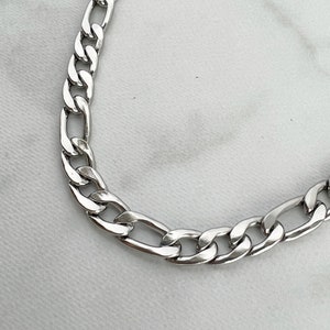 Stainless Steel Figaro Chain Necklace / Hypoallergenic Waterproof Chain / Unisex Chain