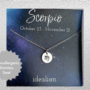 Scorpio Zodiac Necklace: Hypoallergenic Stainless Steel Charm