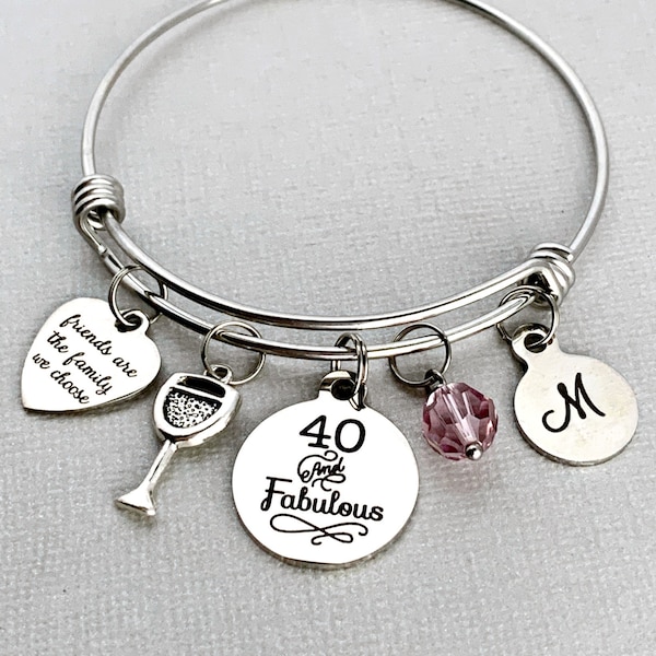 40th Birthday Gift for Friend / 40 and Fabulous Birthday Bracelet / Milestone Birthday