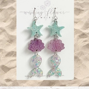 Mermaid Dangle Earrings: Hypoallergenic Beach Themed Jewelry