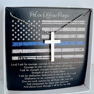 Police Officer Gift: Stainless Steel Cross Pendant Necklace
