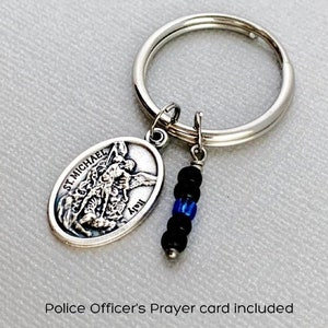 St Michael Keychain, Police Officer Gift, Thin Blue Line, Police Support, Police Keychain