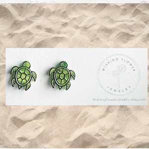 Sea Turtle Stud Earrings, Hypoallergenic Summer Earrings, Beach Lover Gift, Turtle Earrings