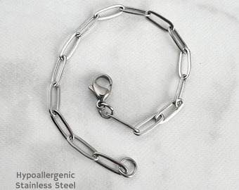 Bracelet chaîne en acier inoxydable avec trombone / Chaîne imperméable hypoallergénique / Bijoux de tous les jours