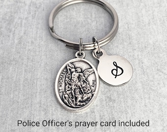 St Michael Key Chain: Personalized Police Officer Gift, Stainless Steel