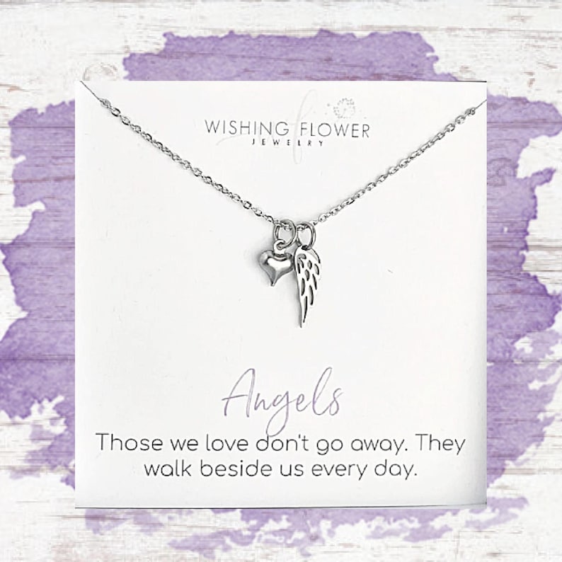 Angel Wing Necklace: Hypoallergenic Stainless Steel image 1