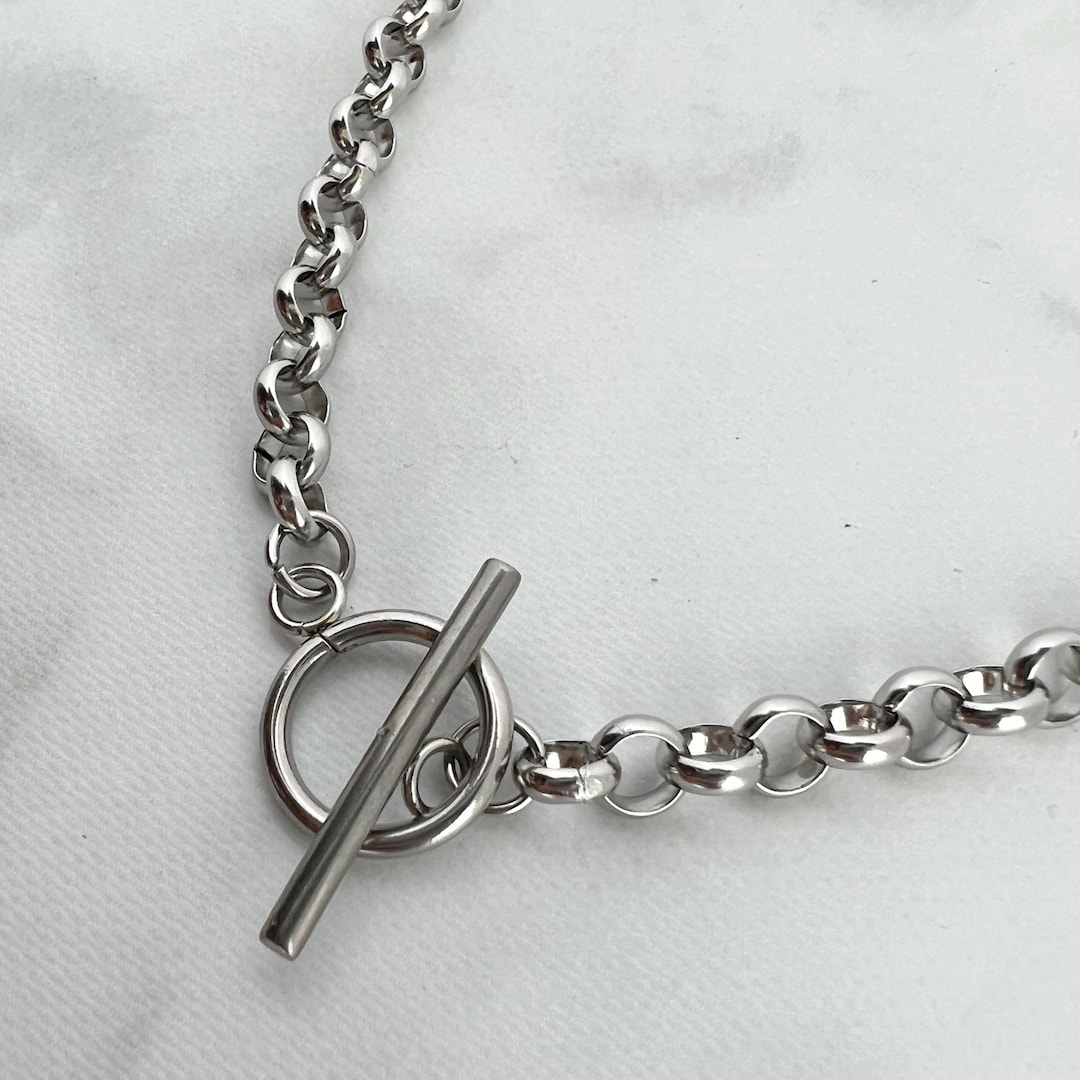 Stainless Steel Rolo Chain Necklace: Waterproof Toggle Clasp Chain - Etsy