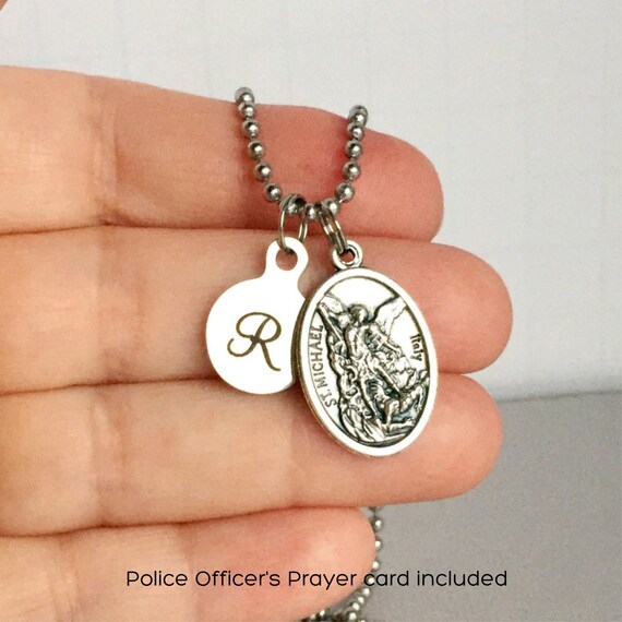 St Michael Necklace Police Officer Gift Medal - Police Officer Prayer Pendant St Michael Necklace Police Officer Gift Medal - Police Officer Prayer Pendant