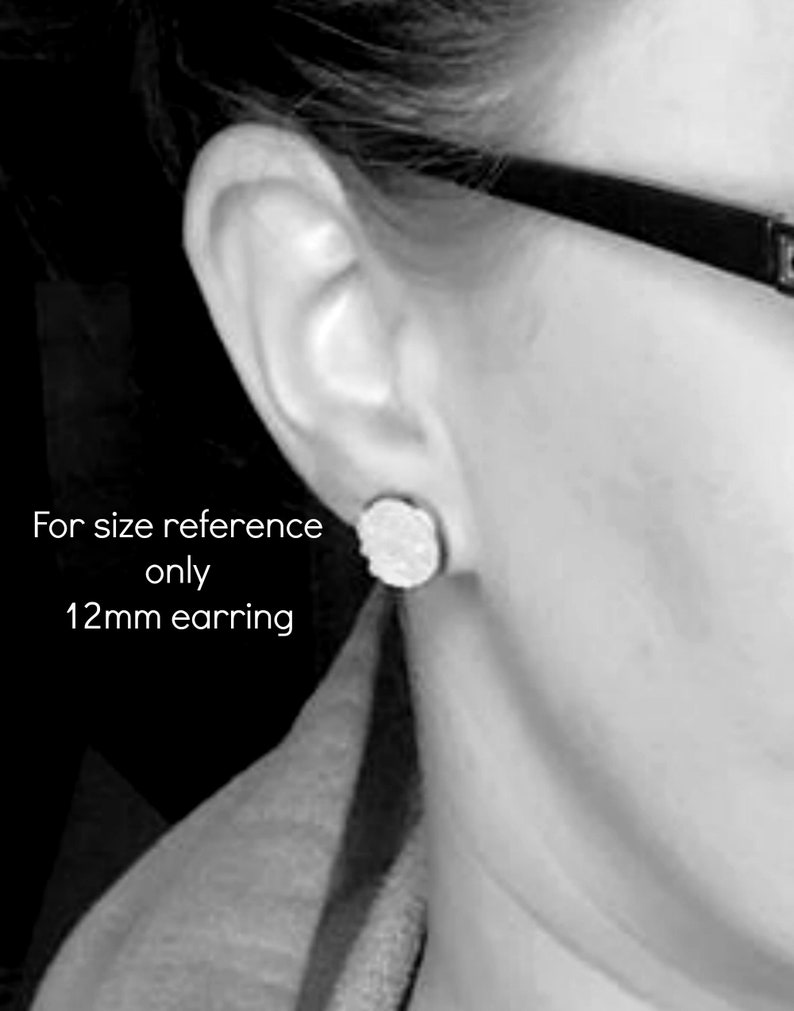 12mm Rose Gold Druzy Earrings /Metallic Faux Druzy Studs / Bridesmaid Earrings / Earring Gift for Her image 5
