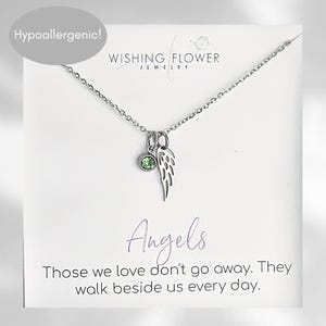 Dainty Angel Wing Necklace, Sympathy Gift for Her, Hypoallergenic Memorial Necklace