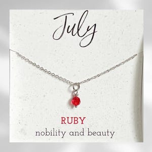Ruby Crystal Necklace: July Birthstone Pendant, Hypoallergenic Jewelry