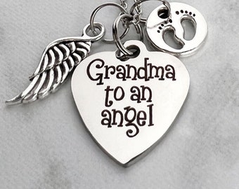 Grandma to an Angel Necklace: Stainless Steel Memorial Jewelry