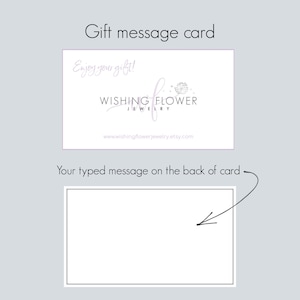 May include: A white gift card with the text "Enjoy your gift!" and the logo "Wishing Flower Jewellery" with a dandelion graphic. The back of the card is blank for a personalised message.