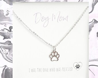 Collier maman pour chien sauveteur / Cadeau pour amoureux des chiens / Qui a sauvé qui / Acier inoxydable hypoallergénique