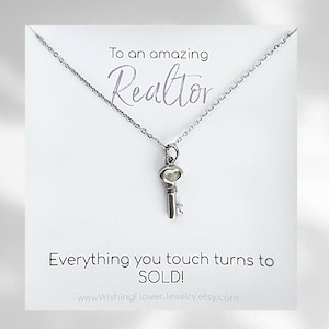 Gift for Realtor, Key Charm Necklace, Everything You Touch Turns to Sold, Hypoallergenic Necklace