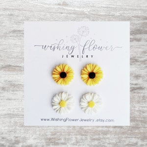 Sunflower and Daisy Stud Earring Set / Hypoallergenic Surgical Stainless Steel / Set of 2 Flower Studs / Summer Earrings