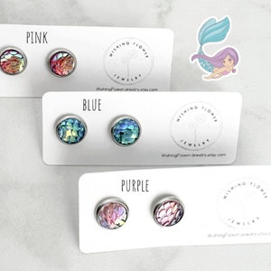 Mermaid Stud Earrings / Hypoallergenic Surgical Stainless Steel / Children's Earrings / Mermaid Earrings