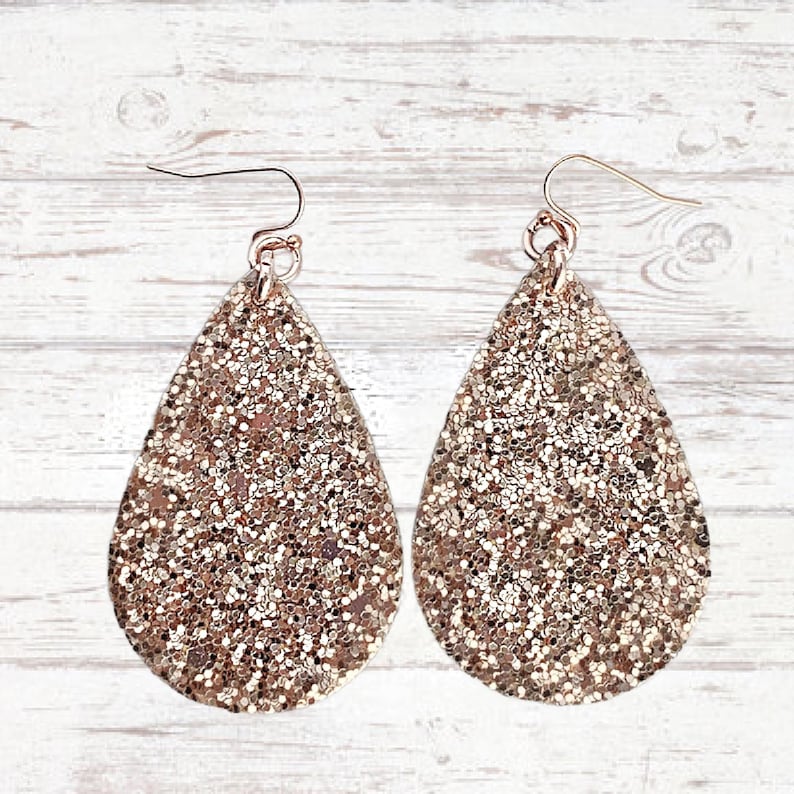 rose gold glitter teardrop