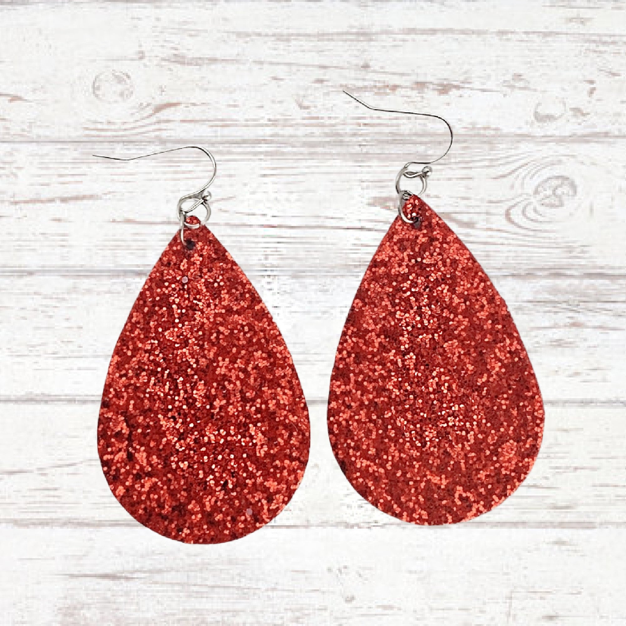 Red glitter earrings deals