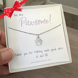 Gift for Dog Walker or Groomer: Hypoallergenic Dog Paw Charm Necklace