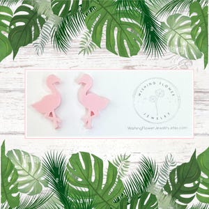 Pink Flamingo Stud Earrings, Hypoallergenic Flamingo Earrings, Summer Jewelry, Gift for Friend