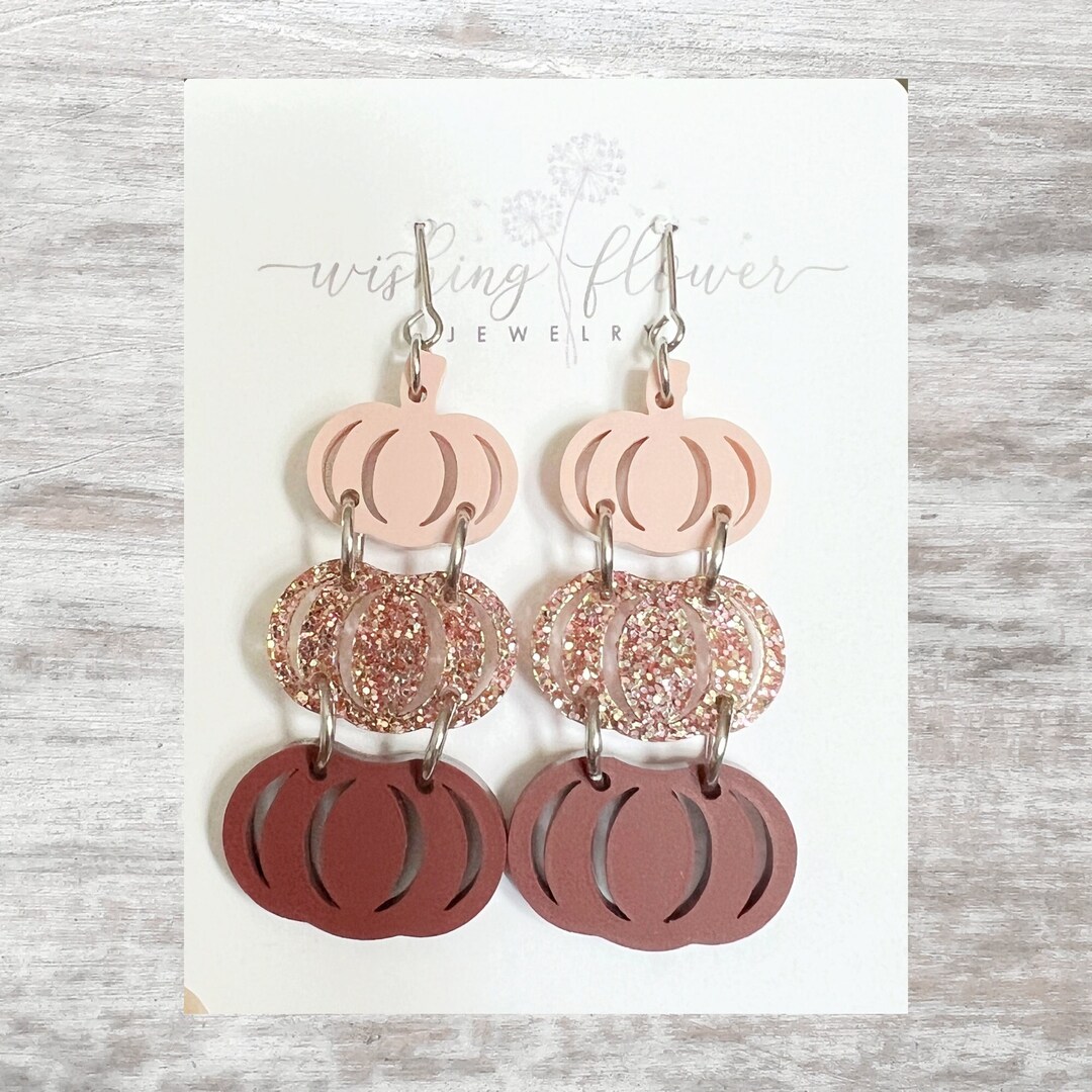 Sparkly Pumpkin Earrings For Women – Cute Dangle Earrings For Fall & Thanksgiving - View #9