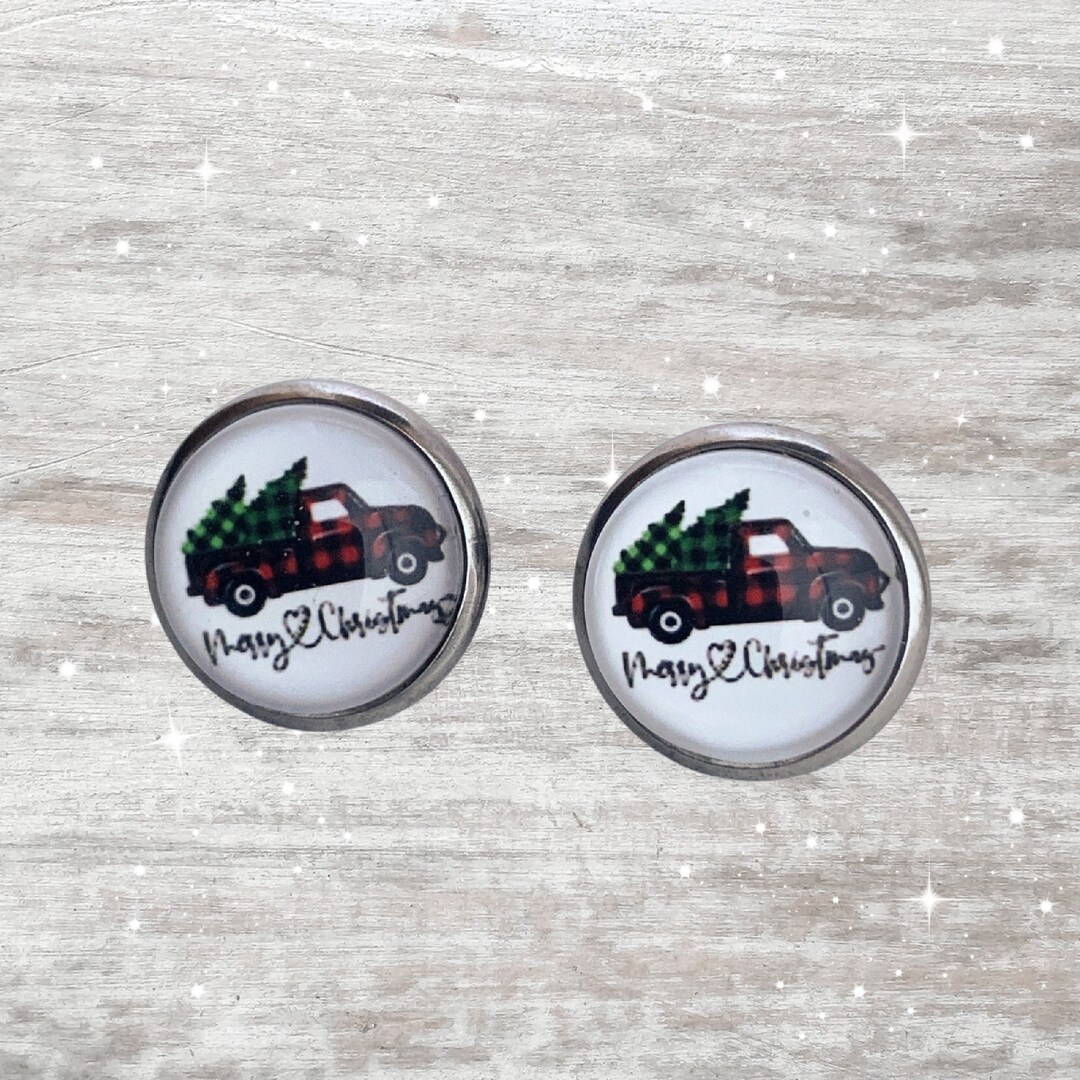Nostalgic Christmas Truck Earrings / Christmas Earrings / Etsy