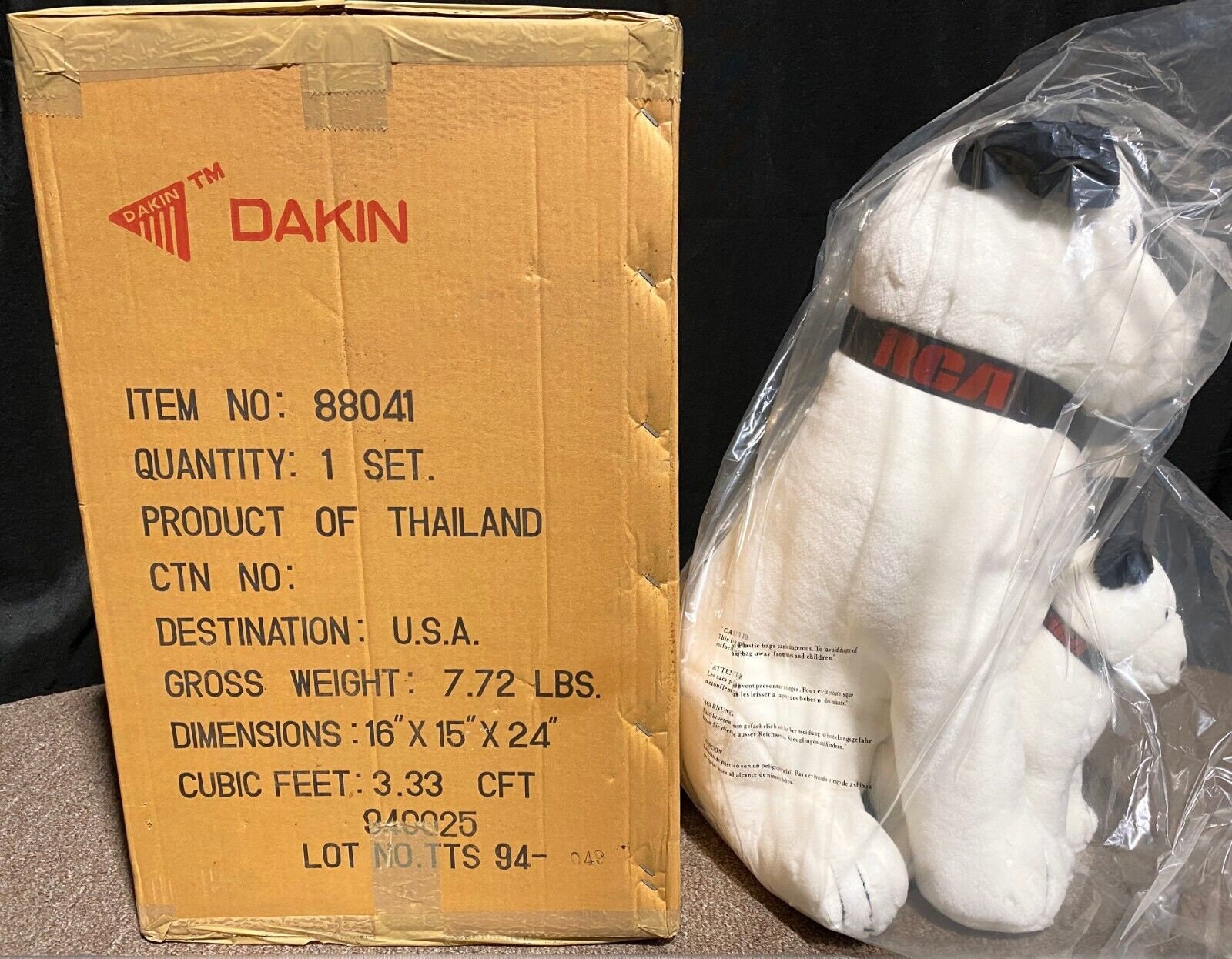 1993年 Dakin RCA Victor ニッパー＆チッパー マスコット犬 24インチ