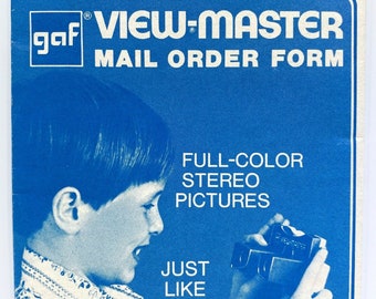 GAF VIEW-MASTER Formulário de pedido por correio desdobrável Catálogo de pôsteres Pacotes de carretel Viewmaster