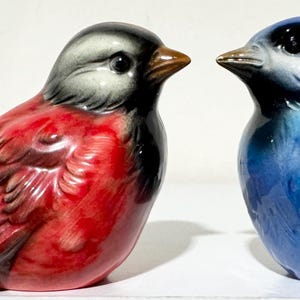 Vintage Goebel Red Cardinal & Blue Bird Figuren Porzellan W Germany 3,5 &quot;Cv73