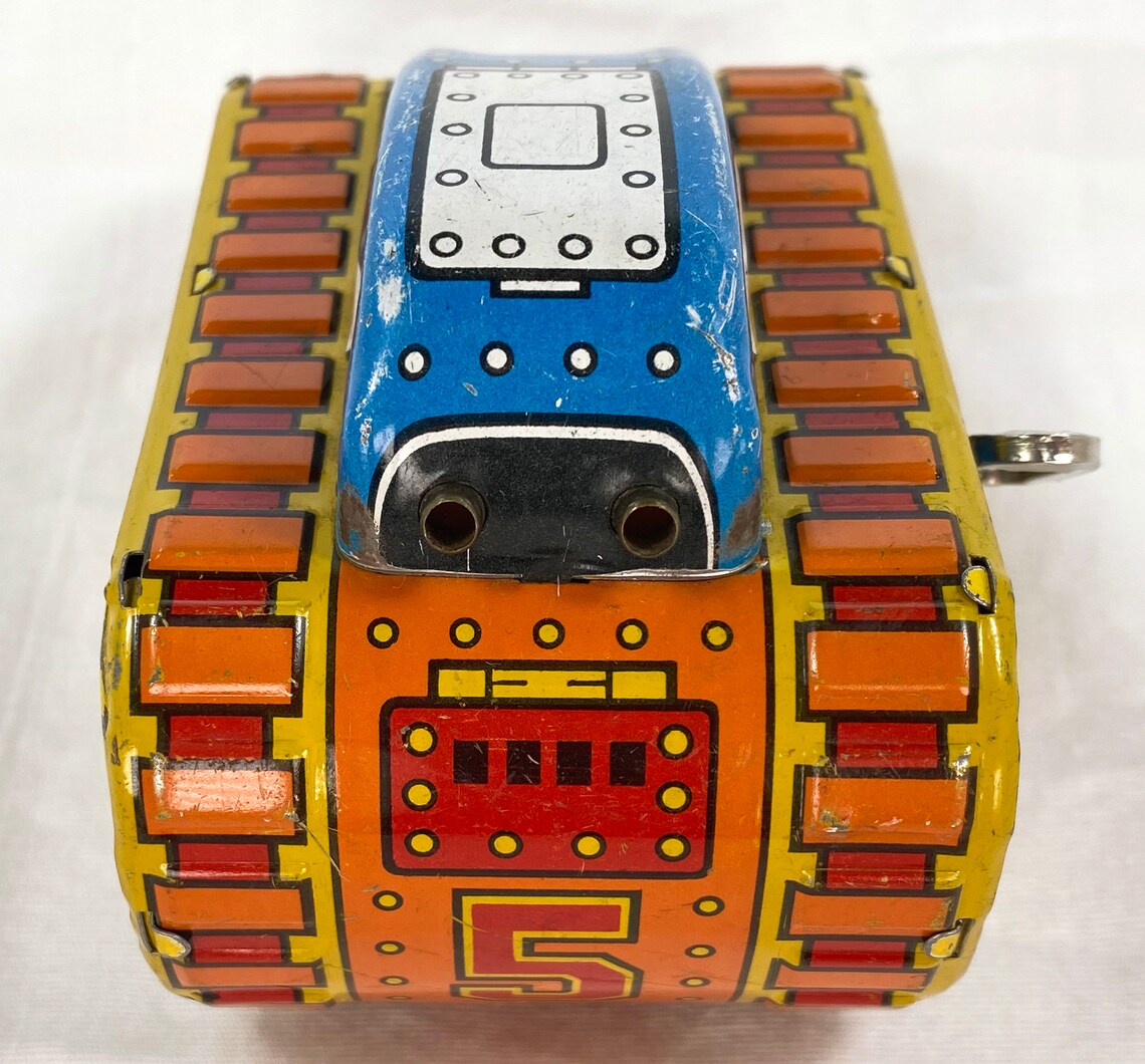 1940s MARX Vintage Tin Litho WindUp ROLLOVER TANK Toy Etsy