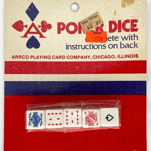 Vintage Arrco Playing Card Company POKER DICE Nos Sealed NEW Made in Japan