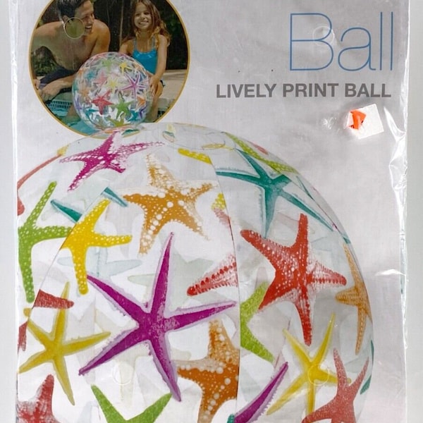 Intex Lively Print Beach Ball New 24” 61cm Multicolor Clear Starfish Pool Toy