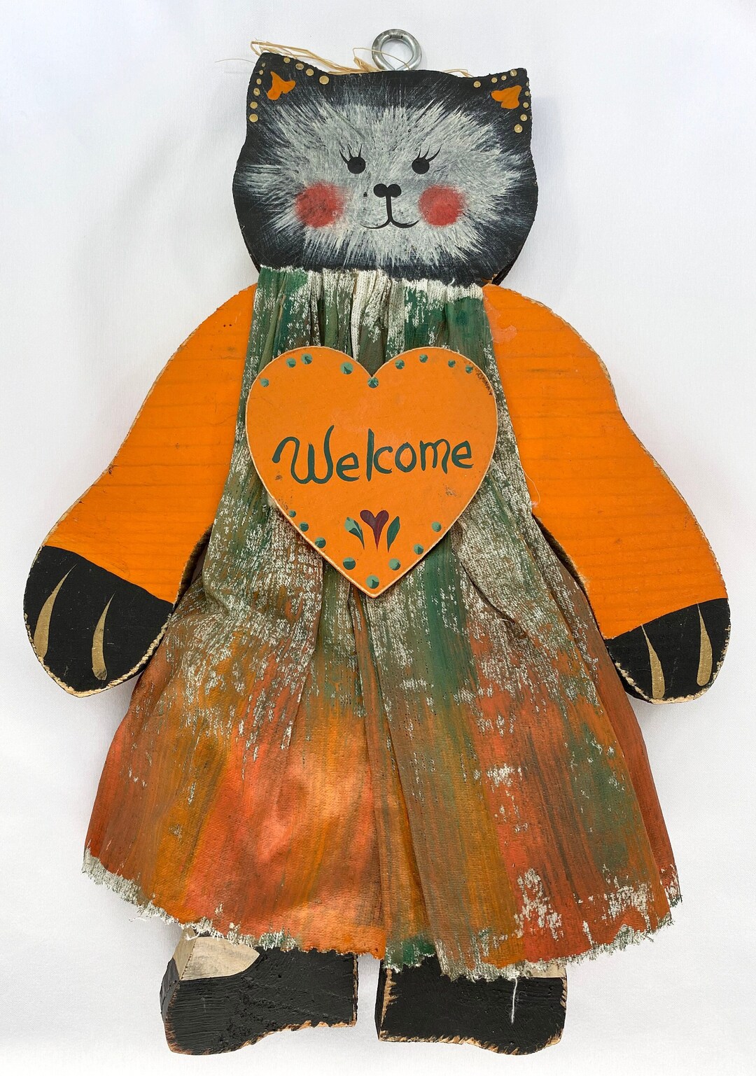 Vintage Wooden Halloween Cat Sign Hand Painted in Etsy