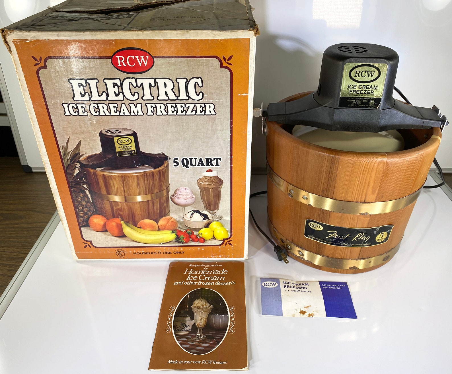 RCW Electric Ice Cream Freezer 5 Quart Vintage Wooden w/ Box Etsy