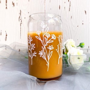 Wildflower Soda Can Glass | Floral Beer Can Glass | Iced Coffee Glass | Floral Can Glass | Aesthetic Glass Cup | Fall Gifts | Fall Drinkware