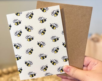 Bee Greeting Card Set | Pack of 8 Cards | Greeting Cards with Envelopes | Bumblebees | Eco Friendly Greeting Cards | Stationery Set