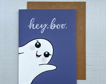 Hey, Boo Card | Halloween Card | Card for Friend | Ghost Card | Spooky Card | Cute Halloween | Fall | Halloween Card for Friend | Seasonal