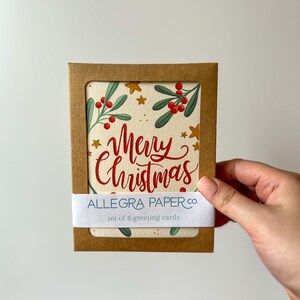 Merry Christmas Boxed Card Set of 8 | Christmas Card | Holiday Greeting Cards | Classic Christmas | Traditional Christmas | Christmas Holly