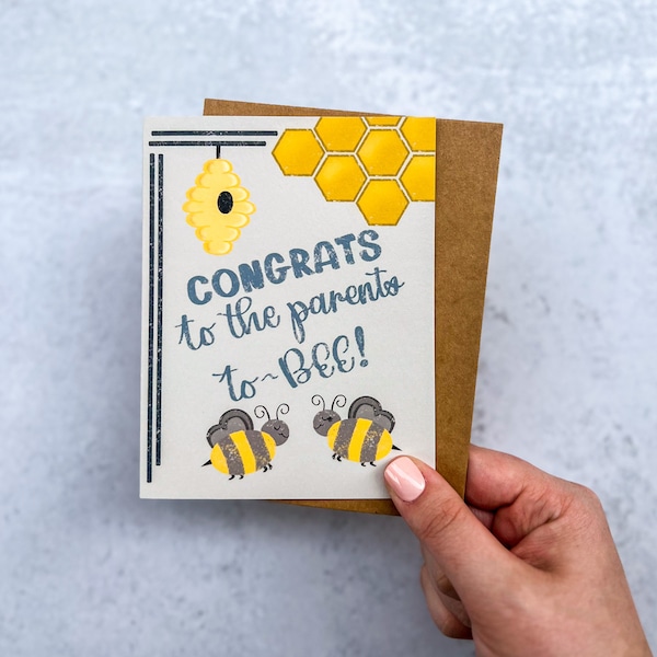 Bee Baby Shower Card | Punny Card | Parents to Be Card | Handmade Card | Bee Card for Baby Shower | Bumblebee Card| Blank Greeting Card