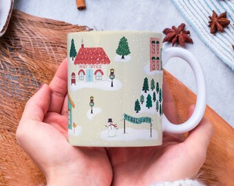 Winter Village Ceramic Holiday Mug | Christmas Mug | Christmas Gift Mug | Ceramic Mug | Dishwasher Safe Mug | Christmas Village Decor