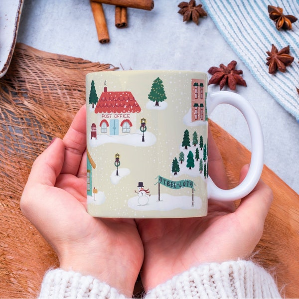 Winter Village Ceramic Holiday Mug | Christmas Mug | Christmas Gift Mug | Ceramic Mug | Dishwasher Safe Mug | Christmas Village Decor