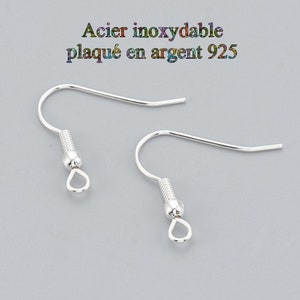 20 Silver Plated Stainless Steel Hooks image 1
