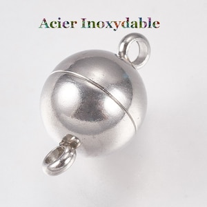 4 stainless steel magnetic clasps 13.5 x 8 mm matte silver