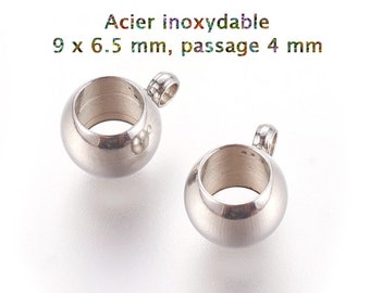 10 bélières en acier inoxydable ,9 x 6.5 mm, passage de 4 mm