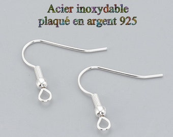 20 Crochets en acier inoxydable plaqué argent