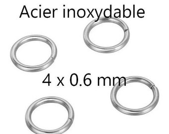 200 anneaux de jonction en acier inoxydable 4 x 0.6 mm