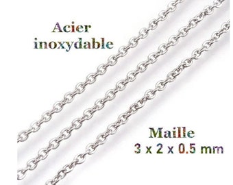 1 meter of welded stainless steel mesh chain 3 x 2 x 0.5mm