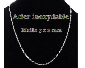 1 collier en mailles forçat en acier inoxydable